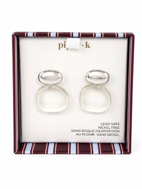 Piper Silver and Clear Modern Double-Drop Earrings